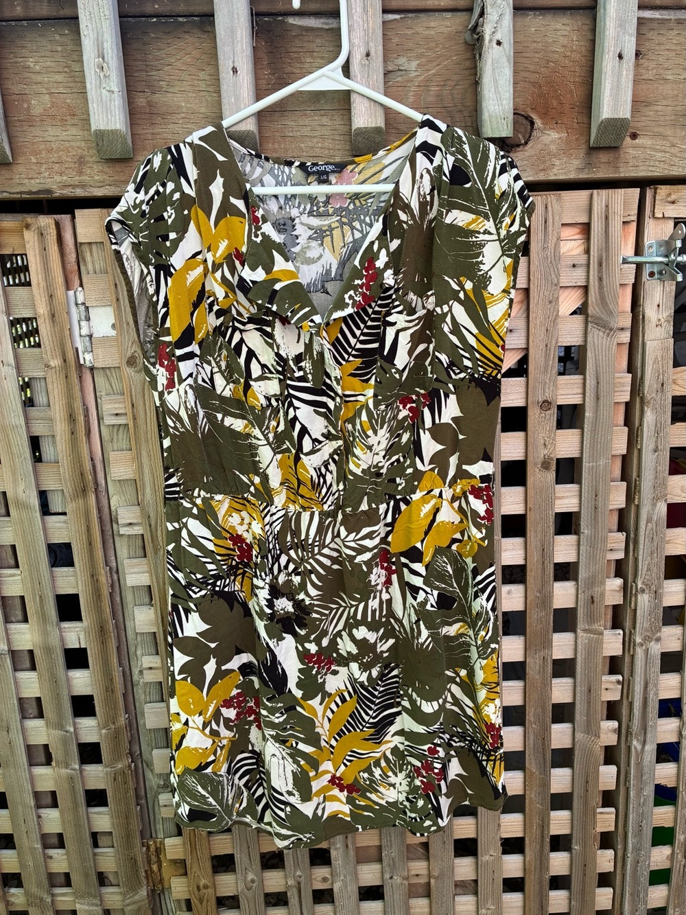George Olive Green Tropical Print Cap Sleeve Midi Dress